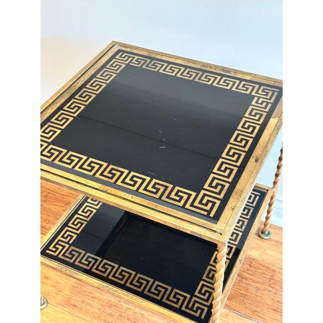 1970s Italian Mid Century Greek Key Gilt Table For Sale - Image 4 of 6