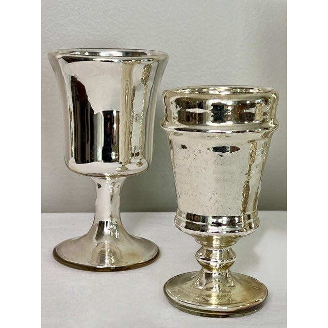 Silver Collection of 7 Antique Mercury Glass Vases For Sale - Image 8 of 14