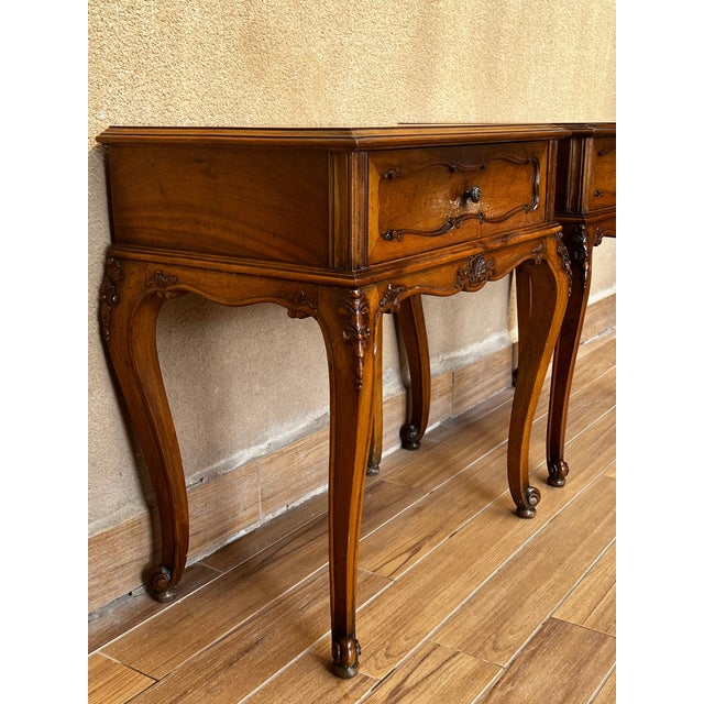 20th Century Pair of French Nightstands With One-Drawer and Cabriole Legs For Sale - Image 11 of 11