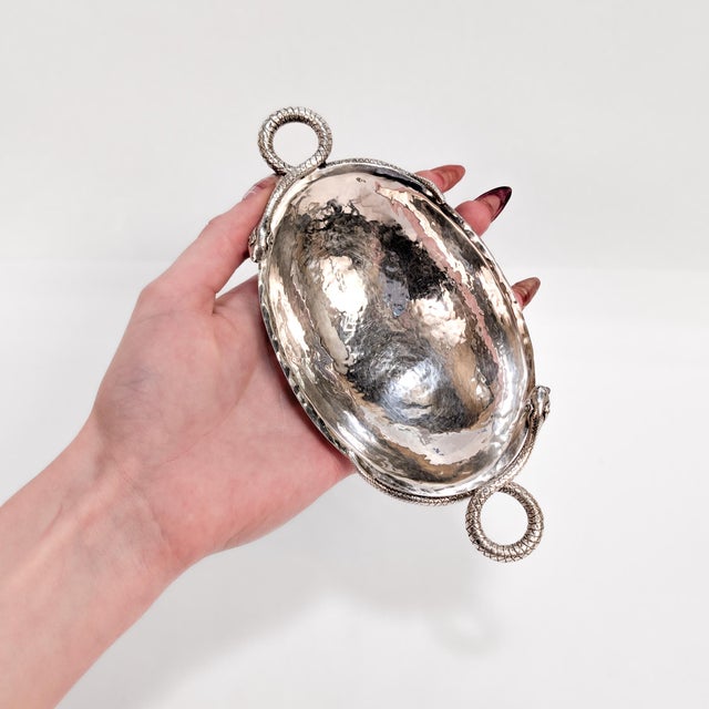 Italian Pampaloni Bicherografia Sterling Silver Vide Poche or Bowl With Snake Handles For Sale - Image 3 of 17
