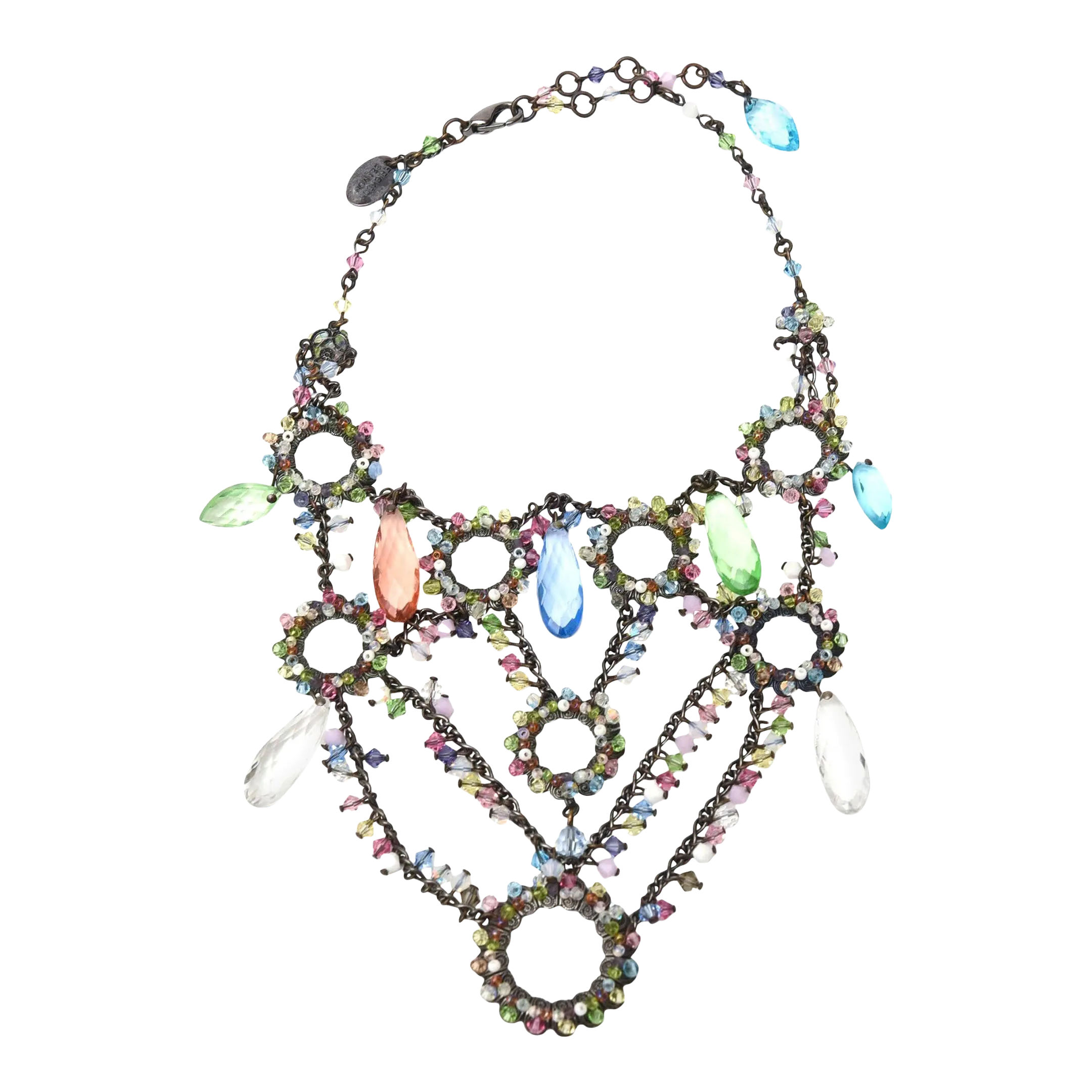 Erickson Beamon Swarovski Turquoise & Green Crystals Tiered Collar