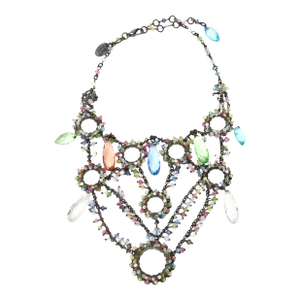 Erickson Beamon Swarovski Turquoise & Green Crystals Tiered Collar Bib Necklace