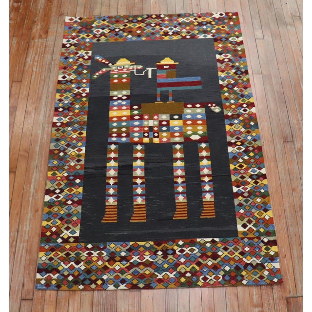 Late 20th Century Persian Pictorial Kilim - 3'11" x 6'3" For Sale - Image 13 of 18