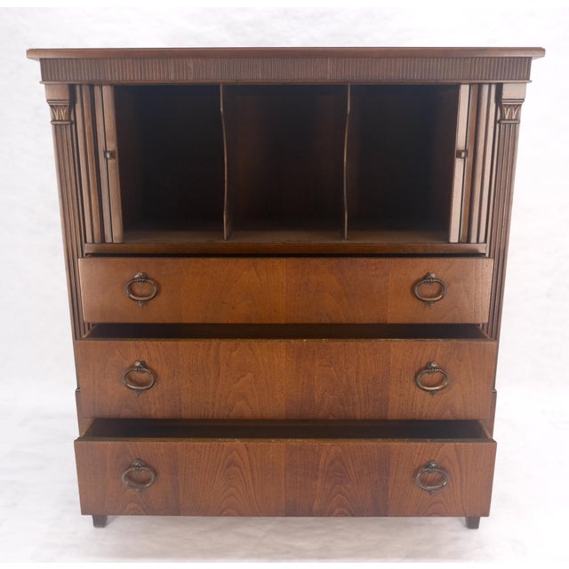Baker Mid Century 3 Drawers Tambour Doors High Gentleman's Chest Dresser MINT! For Sale - Image 6 of 10