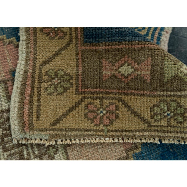 Textile Turkish Mini Rug Oriental Hand Knotted Vintage Rug 1'10" x 3'3" #20716 For Sale - Image 7 of 8
