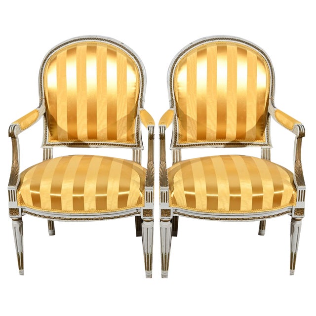 Set of Late 19th Century Louis XVI Style Cabriolet Armchairs For Sale