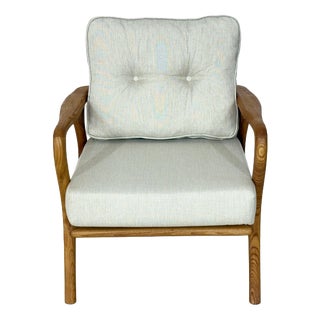 Modern Retro Armchair in Chestnut Wood For Sale