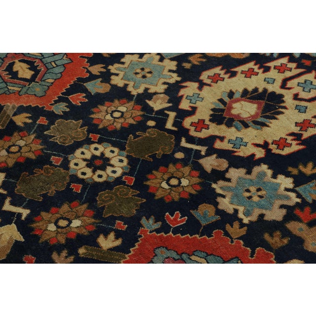 1910s Antique Karabagh Rug, Dense Medallion Lattice in Midnight and Crimson - Rug & Kilim For Sale - Image 5 of 6