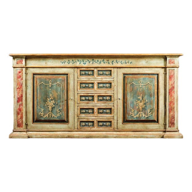 Italian Hand-Painted Tuscan Sideboard For Sale