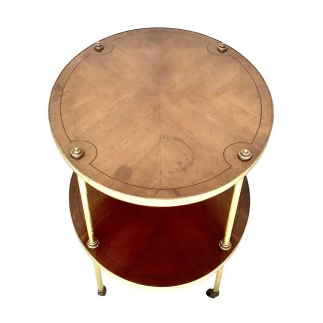 Two-Tier Mahogany and Brass Hollywood Regency Side Table For Sale - Image 4 of 8