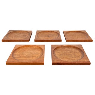 Mid-Century Teak Coasters, 1960s, Set of 5 For Sale