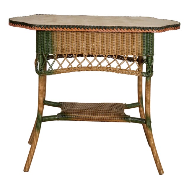 Antique Wicker Table by Llyod Loom For Sale