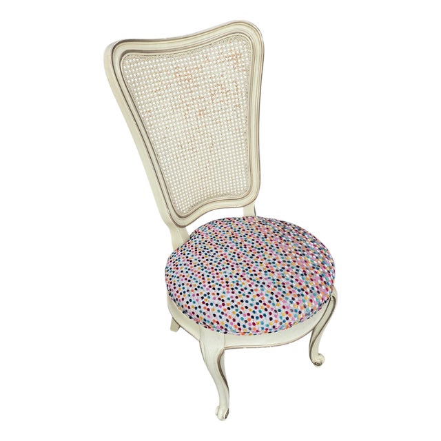 1950s French Style Cream Vanity Chair For Sale