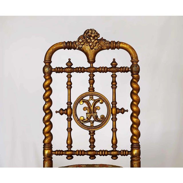 Victorian Antique Giltwood Side Chair For Sale - Image 3 of 6