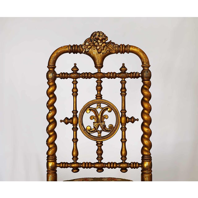 Traditional Antique Side Chair - Gilt and Turned Wood For Sale - Image 3 of 6