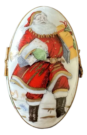 Vintage Limoges Christmas Santa Trinket Box