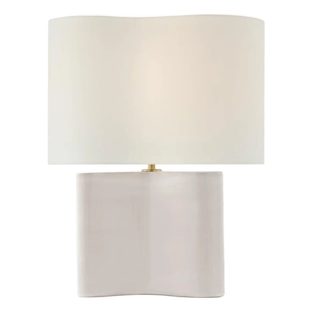 AERIN by Visual Comfort Signature Mishca Medium Table Lamp in Ivory with Linen Shade For Sale