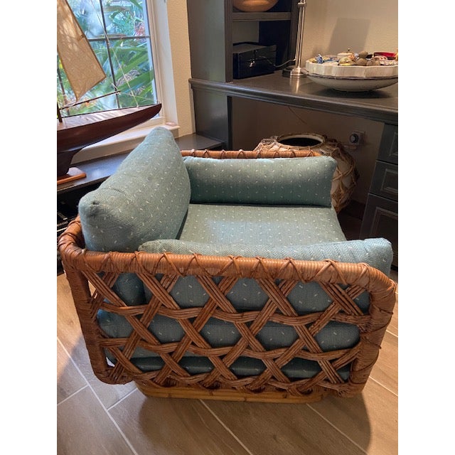 Mid-Century Modern 1970s 2 Danny Ho Fong Tropi-Cal Club Chairs Rattan Bamboo For Sale - Image 3 of 8