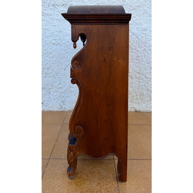 1950s Spanish Carved Wood Open Shelf With Floral Decoration For Sale - Image 6 of 13
