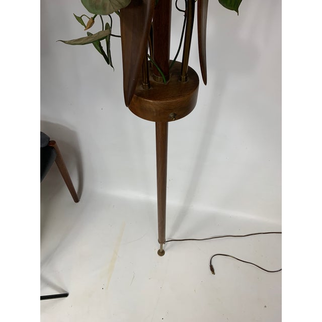 Mid-Century Modern Mid-Century Swedish Walnut Three-Light Ceiling Tension Pole Lamp For Sale - Image 3 of 10