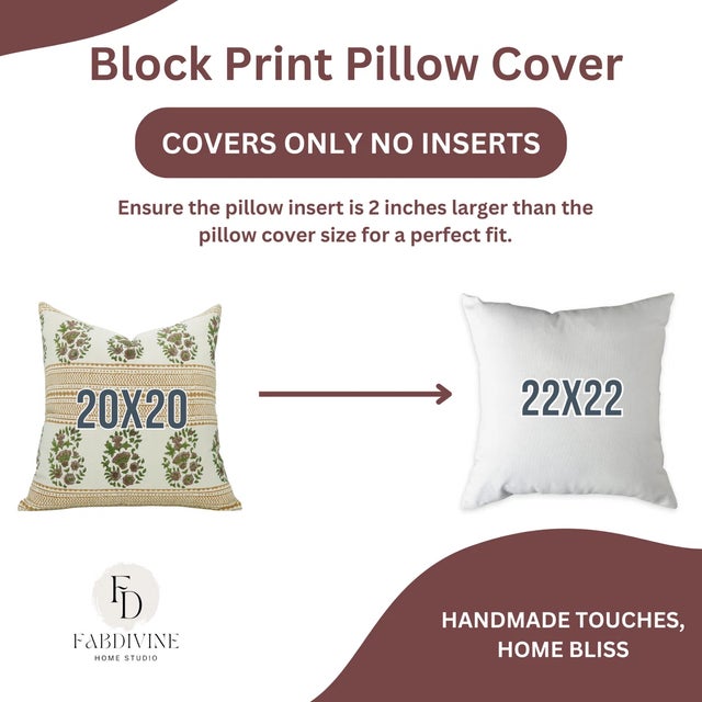 Not Yet Made - Made To Order Fabdivine Artisan Block Print Throw Pillow Cover 22x22 Inch Duck Canvas-Anar For Sale - Image 5 of 5