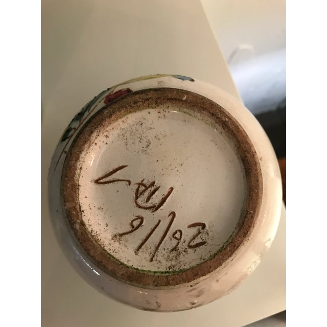1950's Rustic Italian Hand Painted Floral Vase For Sale In Palm Springs - Image 6 of 7