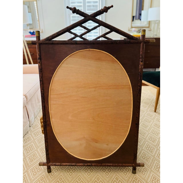 Brown Vintage Large Bamboo and Grasscloth Mirror - British Colonial Style For Sale - Image 8 of 11