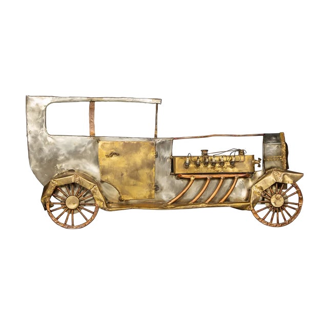 20th Century Italian Mix Metal Wall Art Car, 1970s For Sale