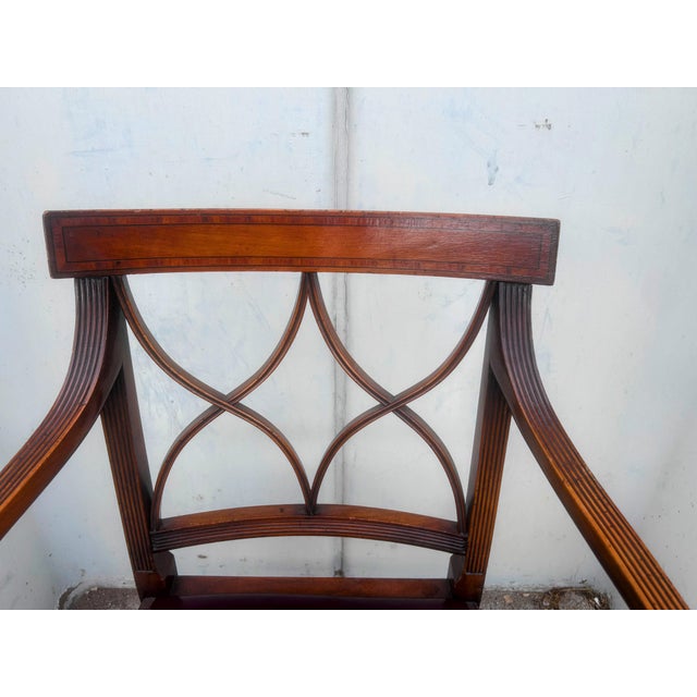 Wood Late 19th Century Regency Style Walnut and Leather Arm Chair For Sale - Image 7 of 12