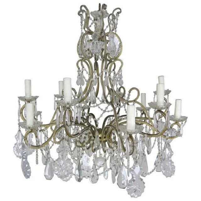 10-Light French Louis XV Style Crystal Beaded Chandelier, Circa 1930s For Sale - Image 11 of 11