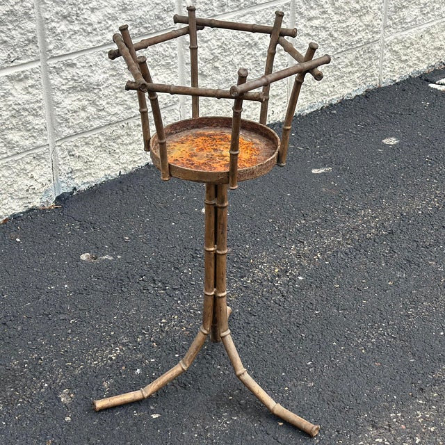 Mid 20th Century Mid-Century Faux Bamboo Planter Plant Stand From Spain For Sale - Image 5 of 12
