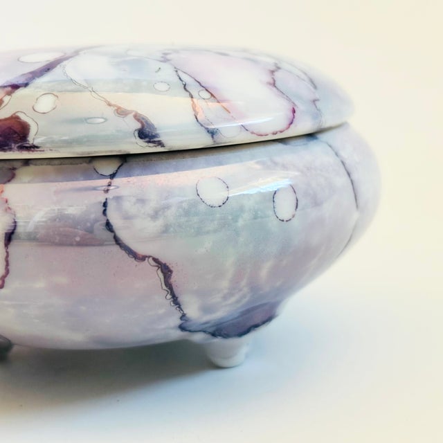 Vintage Hand Painted Purple Ceramic Box For Sale In San Francisco - Image 6 of 9