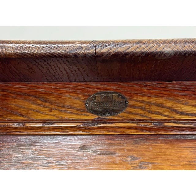 Vintage Craftsman Style Federal Solid Oak Table For Sale - Image 11 of 11