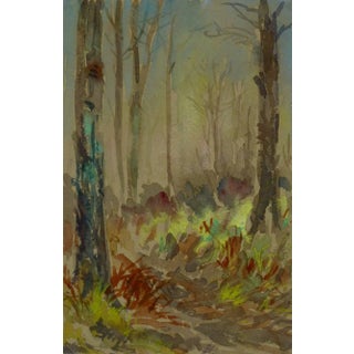 Forest Watercolor Landscape For Sale