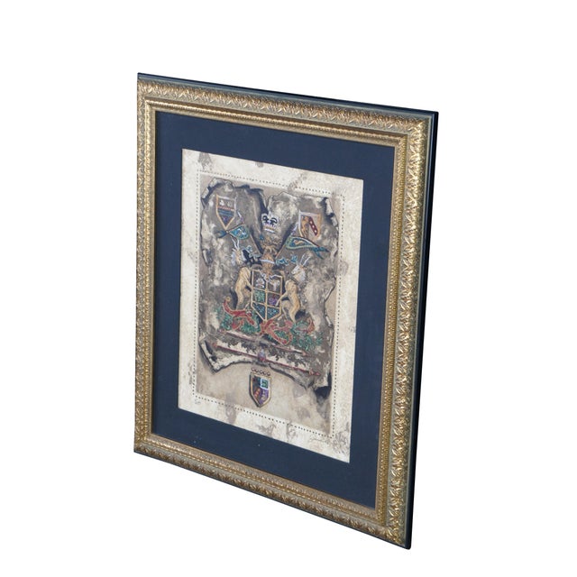 Vintage English British Heraldic Coat of Arms print, titled Royal Crest II, the Crest of Honor by L Jardine. The print...