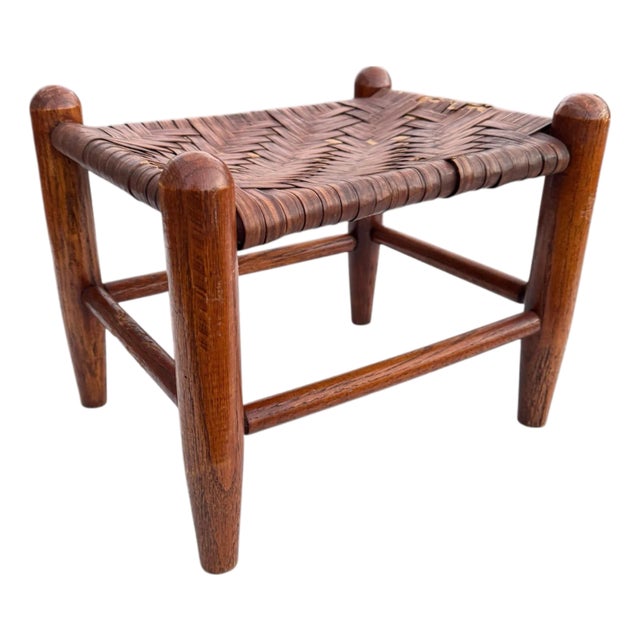 Primitive Shaker Splint Cane Footstool For Sale