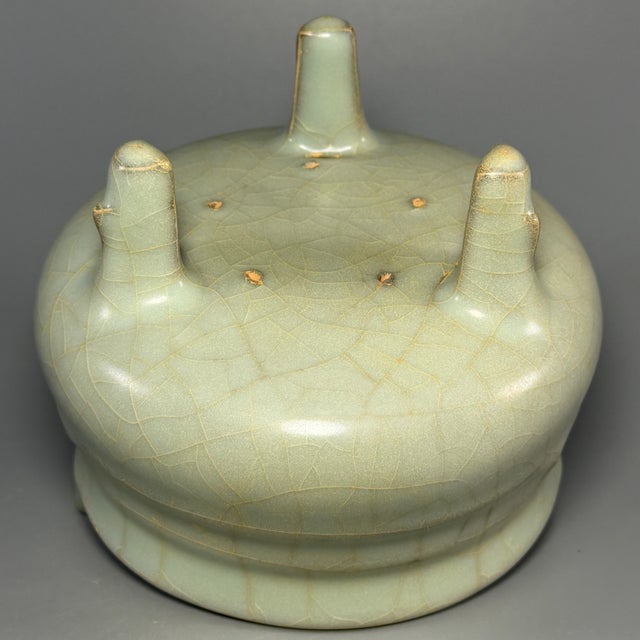 Ceramic Antique Chinese Longquan Celadon Tripod Censer For Sale - Image 7 of 8