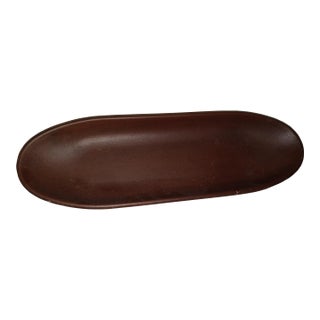 Minimalist Chic Oval Low Fruit Accent Platter in Dark Brown For Sale
