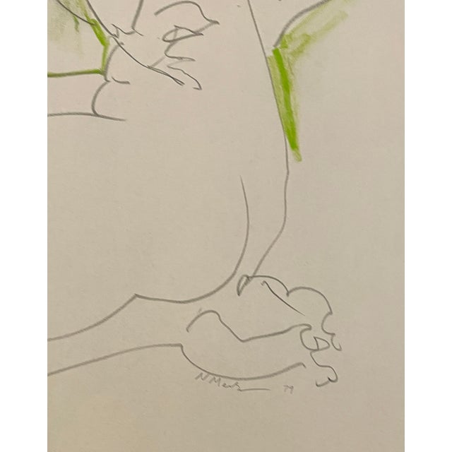 Female nude drawing with lime pastel on paper from the estate of Northwest School artist Neil Meitzler (1930 - 2009)....