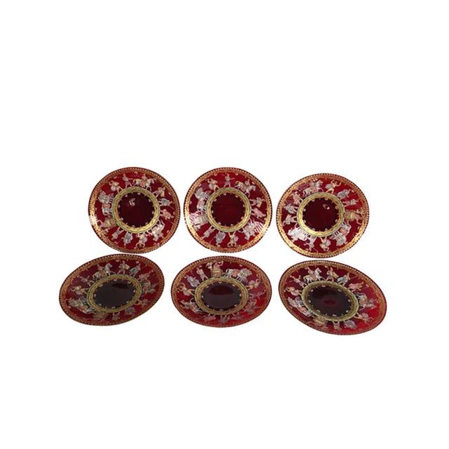 19th Century Red Transparent Venetian Glass Plates - Set of 6 For Sale In Dallas - Image 6 of 6