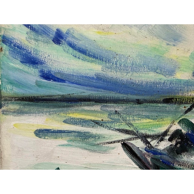 Plastic Harbor Boats Acrylic Painting on Canvas, Vintage For Sale - Image 7 of 12