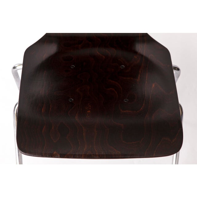 Brown Vintage German Flötotto Pagwood Chairs in Chrome and Plywood, 1980s, Set of 6 For Sale - Image 8 of 11