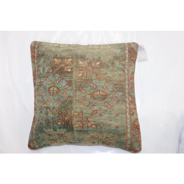 American Antique Persian Sea Foam Color Rug Pillow For Sale - Image 3 of 6