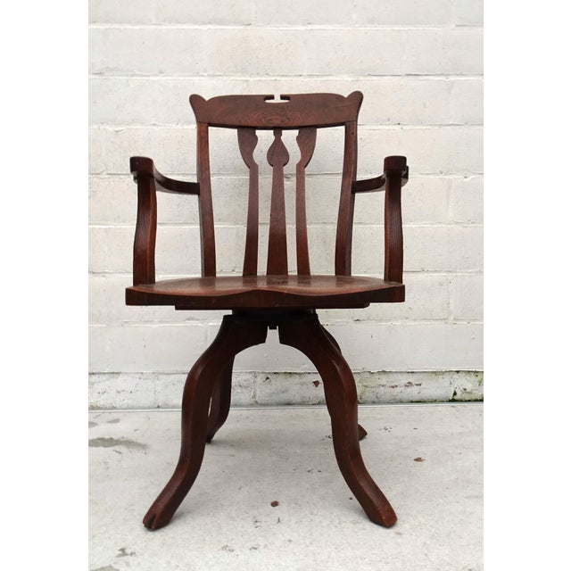 Antique Art Nouveau Swivel Chair in Oak, 1890s For Sale - Image 17 of 17