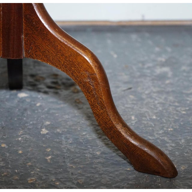 Vintage Brown Gold Leather Top Side Stand on Tripod Feet For Sale - Image 6 of 10