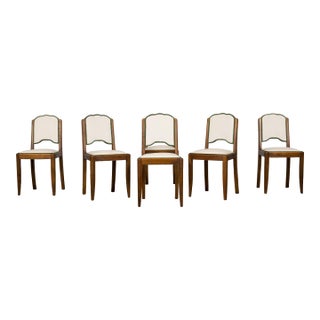 1930s French Art Deco Maple Dining Chairs With Scalloped Backs, Set of 6 For Sale