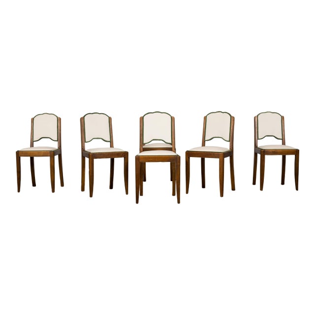 1930s French Art Deco Maple Dining Chairs With Scalloped Backs, Set of 6 For Sale