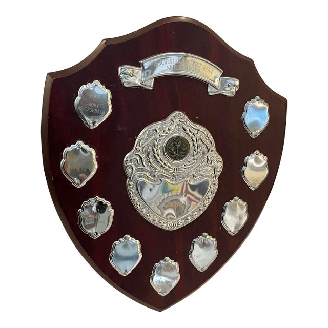 Winchester District Spaa Sports Award 2008-2013 Wood & Silver English Trophy Plaque for Master Sportsman For Sale