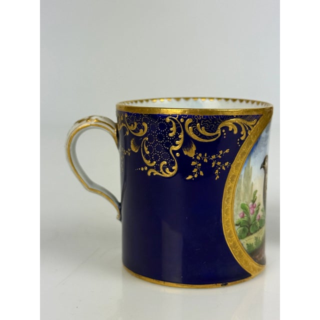 19th Century French Sevres Porcelain Hand Painted Cup & Saucer For Sale - Image 4 of 7
