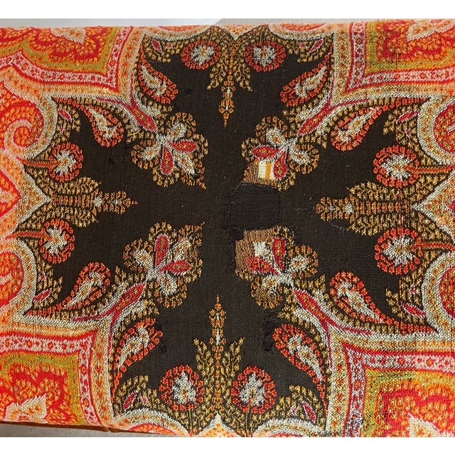 1960s Faux Bamboo Bench With 19Th. C. Cashmere Shawl For Sale - Image 5 of 12